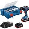 Bosch Professional 18V System Trapano-avvitatore a batteria GSR 18V-55 (coppia max. 55 Nm, 1.800 giri/min, 2 batterie 4.0 Ah, caricabatteria GAL 18V-20, set di accessori 82 pz., L-Case Pick & Click)