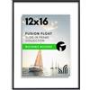Americanflat 12x16 Floating Picture Frame with Shatter-Resistant Glass - Fits 9x12 Photos or Smaller- Slide-in Photo Frame - Fusion Float Collection - Floating Frame for Wall Display - Black