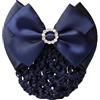 Upstore Fermaglio per capelli a clip con fiocco in raso con strass, colore blu, decorazione per capelli, per donne e ragazze, accessori per capelli