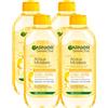 Garnier SkinActive Acqua Micellare Ipoallergenica Struccante e Detergente per Viso Occhi Labbra Illumina e Uniforma Senza Risciacquo con Vitamina C - 4 Flaconi da 400ml