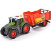 Dickie Toys - Fendt trattore con rimorchio (26 cm) giocattolo per bambini dai 3 anni in su, con meccanismo a ruota libera, luce, suono e altre funzioni, inclusa palla di fieno per giocare,