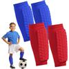 Henjunu 2 Paio di Parastinchi da Calcio, Parastinchi Sci, Manica Protettiva per Polpacci Antiscivolo, Protezioni da Calcio Anticollisione a Cellule, Blu e Rosso, 5-10 anni, XS