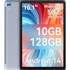 Ainmel Tablet Android, 10 pollici Octa-Core Processore, 10 GB RAM 128 GB ROM, 1 TB TF Card Expand, 1280 x 800 IPS HD Touchscreen, 5G/2.4G WiFi, BT 5.0, 5 MP+8 MP Dual Camera Android Tablet (Grigio)