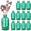 Relaxdays Vaso in Vetro Decorativo, Set 12 Vasetti per Fiori da Interno, HxD: 13x6 cm, Decorazione Centrotavola, Verde