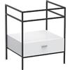 Colavene - Volant 60X50 con foro + Struttura acciaio inox nero matt cassetto bianco talco + sifone e piletta nero