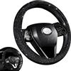 HIAHXC 36-39 cm Coprivolante per auto, con scintillio, antiscivolo, protezione per volante, effetto cristallo, accessori per interni auto (nero)