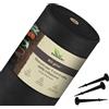 GARDENIX 100 m² - Tessuto Non Tessuto per Erbacce con 100 Ancore, 1 m x 100 m, permeabile all'Acqua, 80 g/m², Colore Nero, Resistente ai Raggi UV, per aiuole Rialzate, Protezione dalle Erbacce