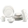 alpina Servizio Piatti per 4 Persone - Set di Piatti e Ciotole - Stoviglie in Terracotta - Piatti Piani, Piatti da Dessert, Ciotole e Bicchieri - Utilizzabili nel Microonde e in Lavastoviglie - Bianco