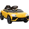 AIYAPLAY Auto elettrica per bambini 12V con telecomando 2,4 GHz, 2 motori, clacson, LED, musica, 101,5 x 49 x 43 cm, Giallo | Aosom Italy