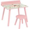 AIYAPLAY Set Tavolo e Sedia per Bambini con Portalibri e Motivo Orsetto, Rosa | Aosom Italy