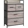 HOMCOM Cassettiera in stile industriale, con 4 cassetti in tessuto pieghevoli e ripiano, 60 x 29 x 85 cm, Grigio | Aosom Italy