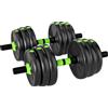 SPORTNOW Set Bilanciere con Pesi 3 in 1 da 16 Dischi e Impugnatura Antiscivolo, 140x20x20 cm, Verde | Aosom Italy