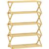 HOMCOM Scarpiera Pieghevole a 5 Livelli Pronto all'Uso, in Bambù, 60x29x88 cm, Legno Naturale | Aosom Italy