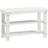 HOMCOM Panca Scarpiera Bassa in Bambù con 2 Ripiani a Doghe e Seduta, 70x28x45 cm, Bianco | Aosom Italy