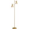 HOMCOM Lampada da Terra Moderna con 2 Luci e Teste Regolabili, Interruttore a Pedale, Oro | Aosom Italy