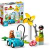 LEGO DUPLO Town Turbina Eolica e Auto Elettrica, Macchina Giocattolo, Giochi Educativi per Bambini dai 2 Anni, Set di Giocattoli per una Vita Sostenibile 10985