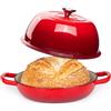 nuovva Casseruola in Ghisa Smaltata con Coperchio - Forno Olandese per Pane e Lievitati - Pentola in Ghisa per Cottura del Pane - Rosso, 5.68 Litri, 22cm - by Nuovva