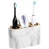 Shinowa Porta Spazzolino da Denti in Resina, 3 Slots Organizzatore per Spazzolino Dentifricio Rasoio Detergente Facciale, Organizer da Bagno, Porta Spazzolini Elettrici, Bianco