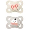 MAM Original Winter Limited Edition Succhietto 2-6 Mesi (Set da 2), Ciuccio MAM 2-6 mesi a tema invernale e natalizio, Regalo neonato con tettarella in silicone e porta ciuccio sterilizzatore, Neutro