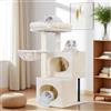 Heybly Albero tiragraffi per gatti, 92 cm con design a gradini, grande piattaforma, 2 grotte, paletti da grattare con copertura totale in sisal, giocattolo di peluche con campana, beige HCT201SM