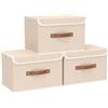 Yawinhe Set di 3 Scatole Portaoggetti con Coperchio,45x30x30cm,Beige