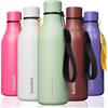 BJPKPK Bottiglie d'acqua isolate, 510 ml, in acciaio inox, con cinghia, thermos a prova di perdite, tazze, boccette, bottiglia d'acqua riutilizzabile per scuola, sport e viaggi, verde macaron