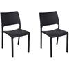 Dmora - Set di 2 sedie da Esterno Ancona, Seduta da Giardino, per Indoor o Outdoor, Impilabile, Made in Italy, 47x53 h82 cm, Antracite