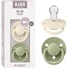 BIBS De Lux Ciuccio confezione da 2 pezzi. Privo di BPA, Tettarella tonda. Silicone, Misura unica, Ivory/Sage