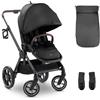 hauck Comfort N Care, Black - Passeggino con Coprigambe e Seduta Reversibile dalla Nascita fino a 22 kg, UPF 50+, Ruote di Gomma Ammortizzate, Manubrio Regolabile con Portabibite