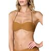 Goldenpoint Donna Costume da Bagno Costina Lamè - Parte Alta del Bikini - Fascia Imbottita con Spalline Removibili in Tessuto a Costina Tinta Unita con Lurex Taglia 4B Colore Beige