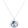 WearTravelers Collana Mappamondo e Glitter Blu sovrapposto in Argento 925 - Idea Regalo Donna Viaggiatrice - Prodotto Made in Italy - Modello Copenaghen