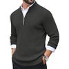 COOFANDY Maglione Uomo Dolcevita Mezza Zip Maglione da Lavoro Maniche Lunghe Invernale Pullover Leggero Grigio Scuro L