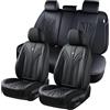 FLORICH Coprisedili per Auto 5 Pezzi, anteriori e Coprisedili Posteriori, Coprisedili Impermeabili Compatibili con il 95% Delle Berline, SUV, Pick-up (Completo, Nero02)