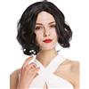 WIG ME UP - YZF-4372-1 Parrucca Donna Corta Bob Bob lungo Riga in mezzo Ondulata Nero
