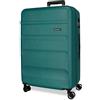 ROLL ROAD Flex Valigia rigida realizzata in ABS, un materiale, chiusura a combinazione laterale 4 ruote doppie bagaglio a mano, pratico interno con un vano, Verde, Taglia unica, Valigia media