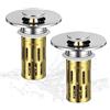 WJUAN 2 Pezzi Tappi Lavandino Bagno, 3 in 1 Tappo Lavabo con Filtro, Push-On Tappo per Lavandino Bagno, Filtro a Rimovibile, Filtro di Scarico a Scomparsa per Fori Lavabo da 25-30 mm