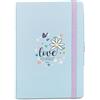 Mitama Agenda settimanale 2026 LOVE YOURSELF 18 mesi, 15x21 cm, copertina rigida, carta FSC, chiusura elastico, matita inclusa, Per bambini e ragazzi, Scuola e tempo libero