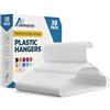 LifeMaster Confezione da 30 grucce in plastica bianca, leggere e resistenti, con scanalature per spalle per abiti e reggiseni, appendiabiti salvaspazio