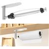 Romon Porta Rotolo da Cucina con Adesivo, Porta Rotoli da Cucina con Effetto Smorzante, Porta Scottex Cucina per Bagno e da Cucina, Montaggio a Parete Autoadesivo o Foratura, Argento