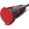 PCE 2521-sr Presa Mobile in Gomma Piena, Spina IP54, 250V, Nero e Rosso | Giunto di protezione professionale in termoplastica ultra resistente per uso esterno, 16A, design robusto e sicuro