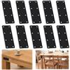 Srwoyze Piastra di Giunzione Piana Nero, 10 Pezzi Piatta Staffa Fissaggio Metallo Piastra di Giunzione Piatta 10x3.8x0.5cm Piastre Staffe Perforate Connettore per Legno Tavoli Mobili Riparazione Montaggio
