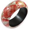 Avalaya Bracciale rigido rotondo in legno con motivo astratto dipinto nei colori rosso/bianco/oro, misura media