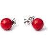 SILVEGO Orecchini di corallo in argento 925 con perle di corallo rosso naturale 6 mm