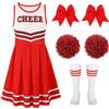 LEACOOLKEY Costume da Cheerleader per Ragazze Costume di Halloween Uniforme da Cheerleading Set per Travestimenti Feste Compleanno