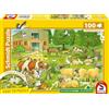 Schmidt Spiele 56528 Animali Bambini in fattoria, puzzle per bambini da 100 pezzi in cartone d'erba