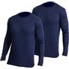 LNFINTDO Confezione da 2 biancheria intima termica da uomo invernale funzionale, scollo rotondo, maglietta termica a maniche lunghe, calda, biancheria intima termica, blu navy, M