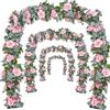 Bacucine Ghirlanda di fiori con rose rampicanti artificiali da 7,1 m, con foglie verdi, rampicanti da appendere, per matrimoni, feste, giardino, casa, decorazione da parete (rosa chiaro)