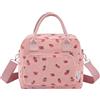 Nanxson Borsa pranzo isolata per donne uomini,12L grande capacità riutilizzabile Lunch Box Carino Corduroy Cooler Tote Borse per lavoro Picnic o viaggi(12L,Rosa Fragola)