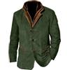 Generico Giacca da Uomo in Camoscio Elegante Bomber Giubbotto Vintage con Zip Intera Casual Stile Vintage Classico Giacca Safari da Uomo con Bottoni collo alto Giubbotto da Lavoro