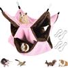 QEEROYO Amaca da Appendere per Piccoli Animali, Morbida e Calda Gabbia per Animali Domestici, Amache Furetti Letto Morbido, a 3 Strati, Per Criceti, Scoiattoli, Furetto, Porcellino d'India, 30 x 30cm, Rosa